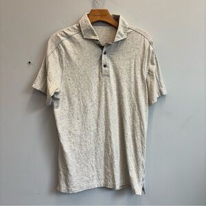 Lululemon Performance Polo Shirt Mens Small Short Sleeve Light Gray
